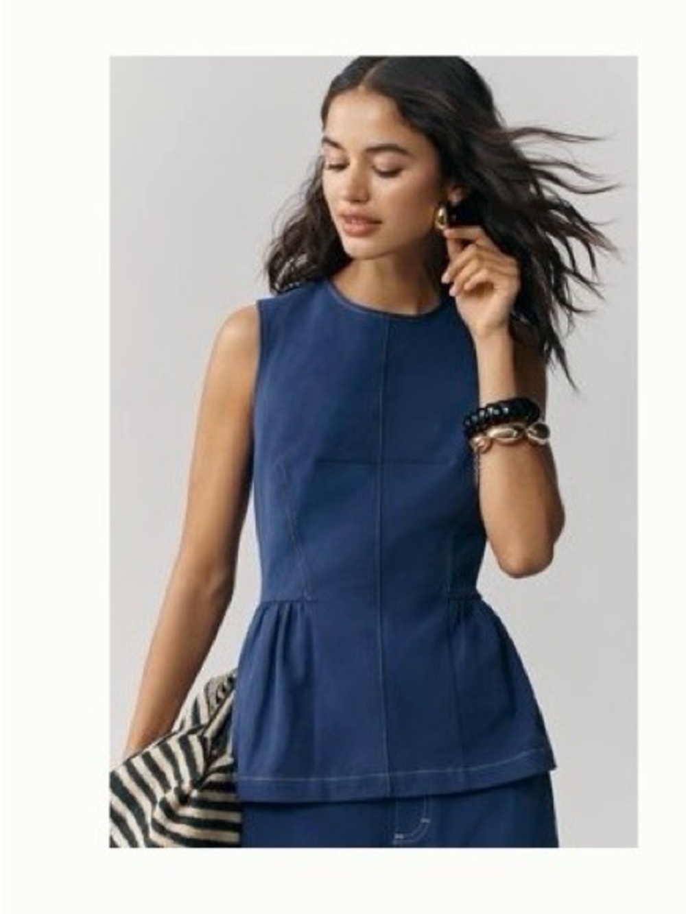 Sleeveless Denim Peplum Top - Women